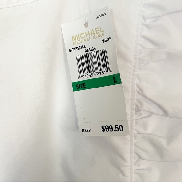 NWT Michael Kors Women’s Sleeveless Ruffle Poplin White Top Blouse Size Large - Picture 5 of 9